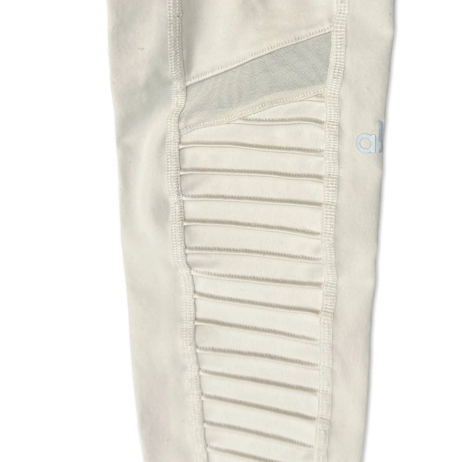 Alo Ivory White High-Waist Moto Mesh Leggings size XS Athleisure Yoga Workout - Image 11