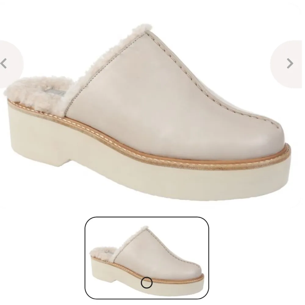 Vince Adler Leather Shearling Platform Slip On Clogs - Image 4