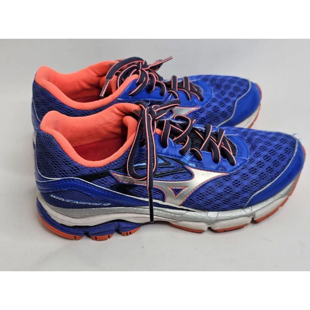 Mizuno Wave Inspire 12 Running Shoes Womens Size 6.5 Blue/Orange - Image 2