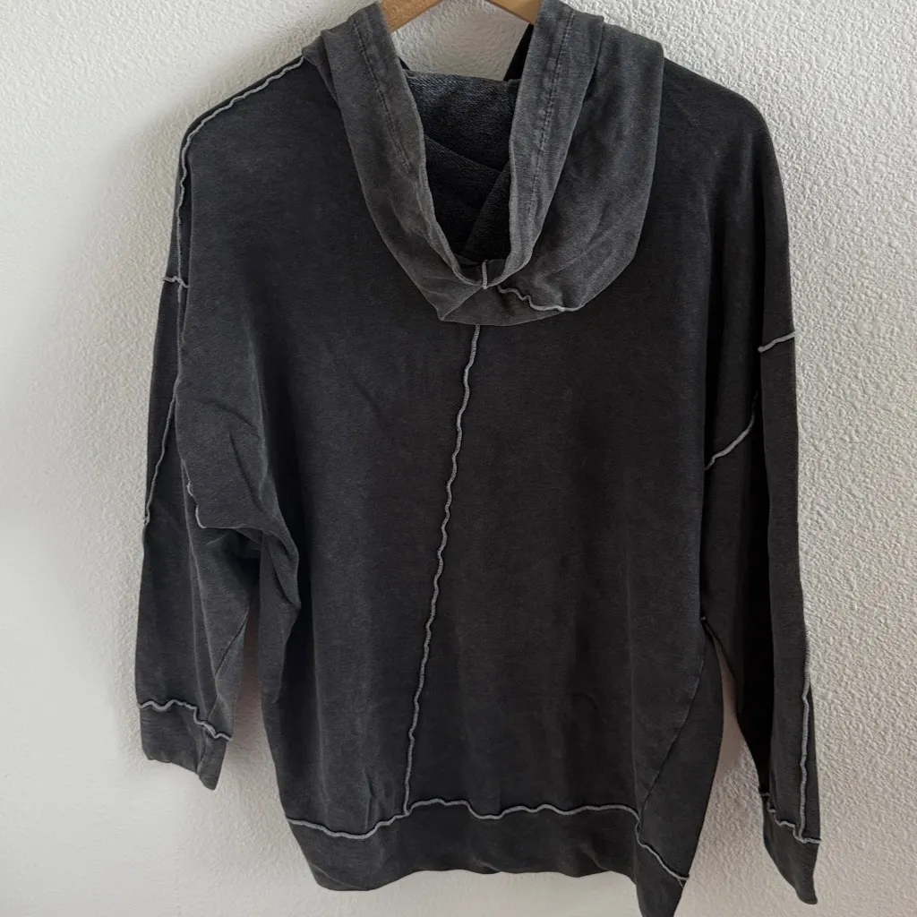Wild Fable  Charcoal Patchwork Hoodie Neutral Boho Medium - Image 2