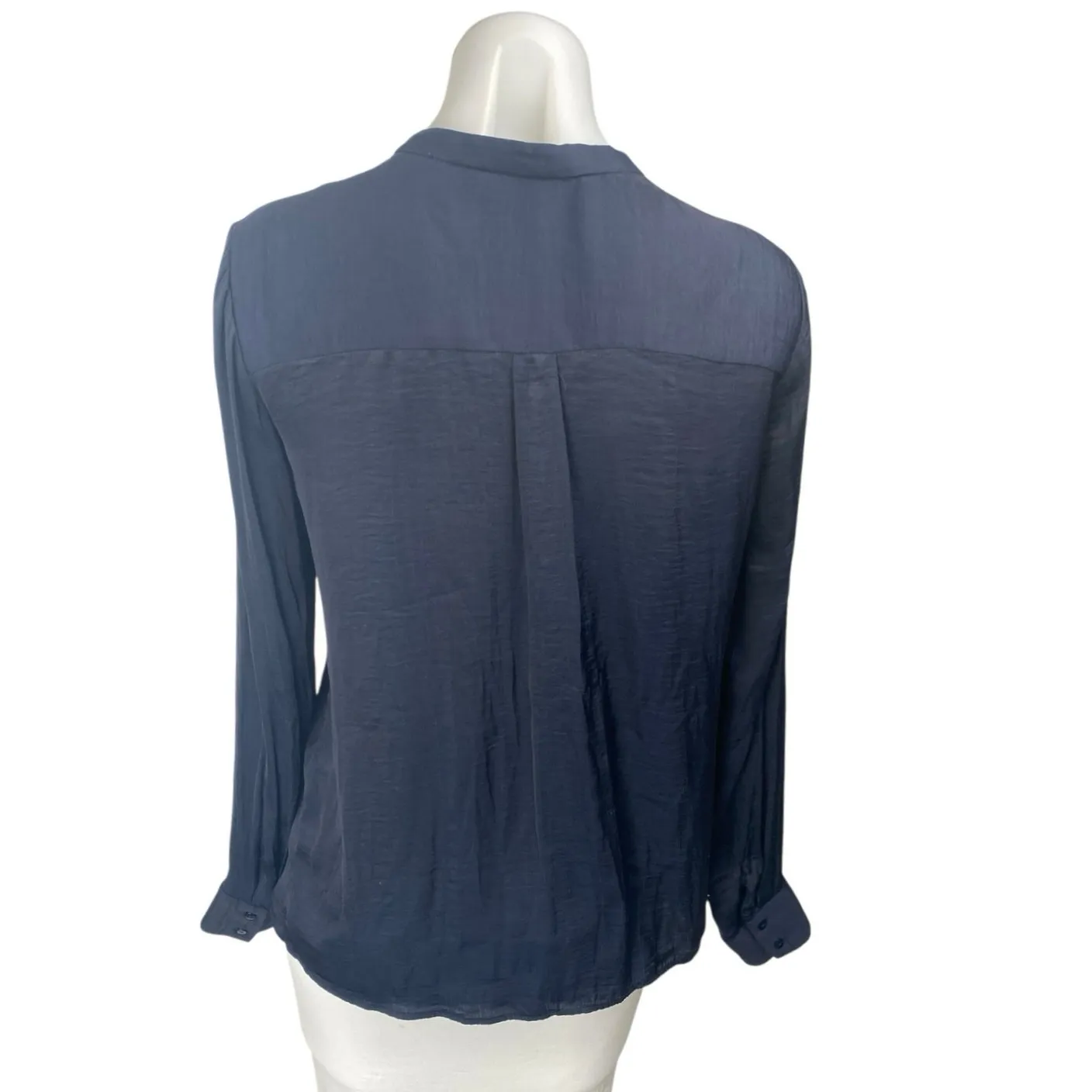 Zara Women's Blue Long Sleeve Plunge V-Neck Pocket Shirt Blouse Top Size XS - Image 2