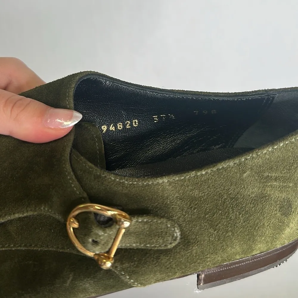 Sarah Flint The Ilene Loafer Suede Monk Strap Green | 6.5 - Image 5