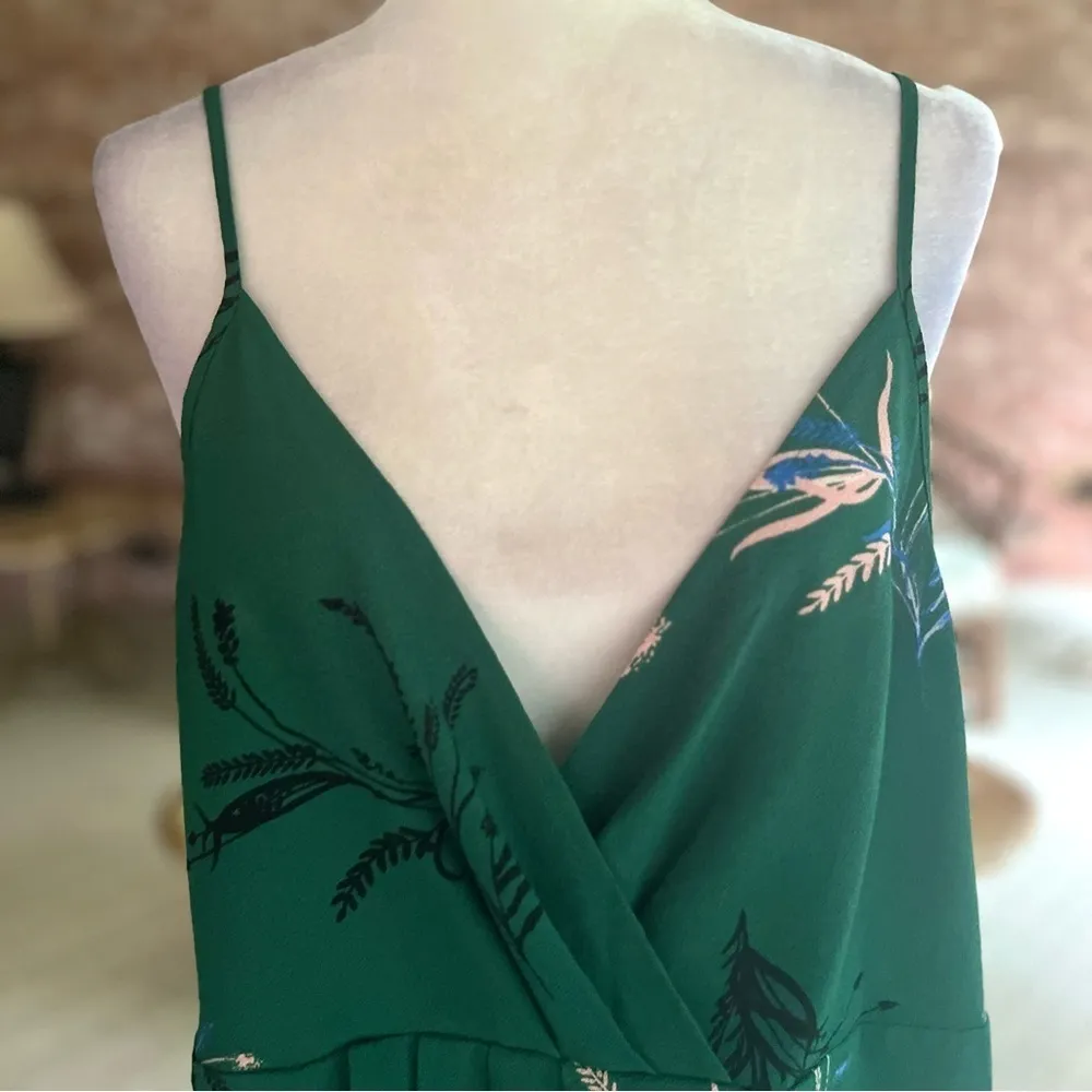 Leith Tank Top Green Floral Asymmetrical Hem Camisole XXL Garden Dressy Party - Image 3