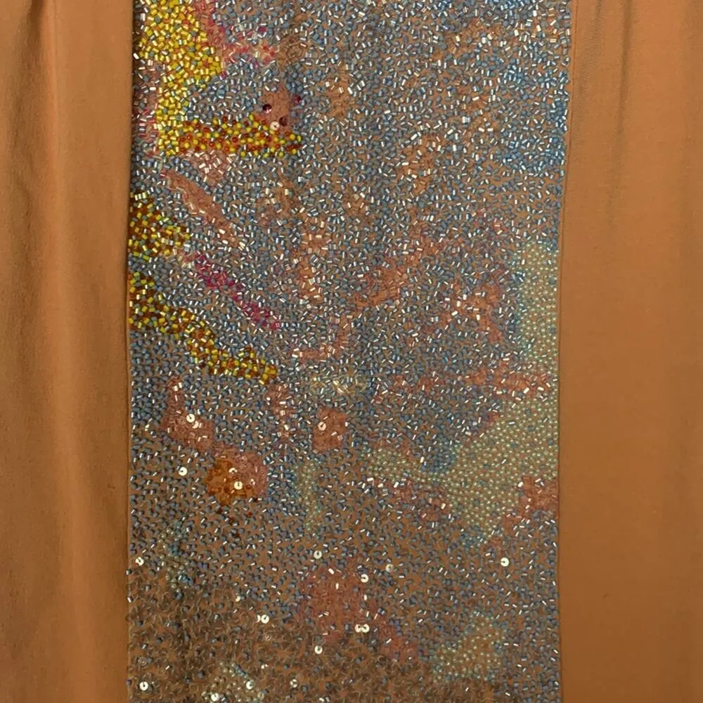 Emilio Pucci women's size 6 small Cady shift dress peach beaded sequin sleeveles - Image 5