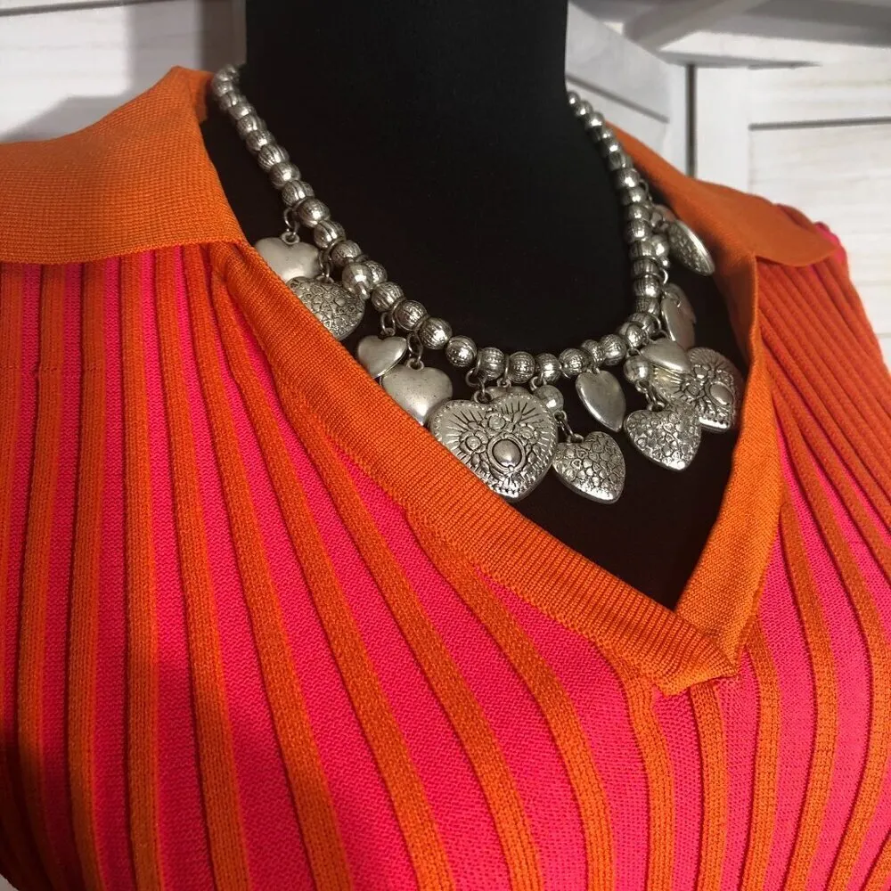 PrettyLittleThing Pink Orange Knit Cropped Top Small - Image 9