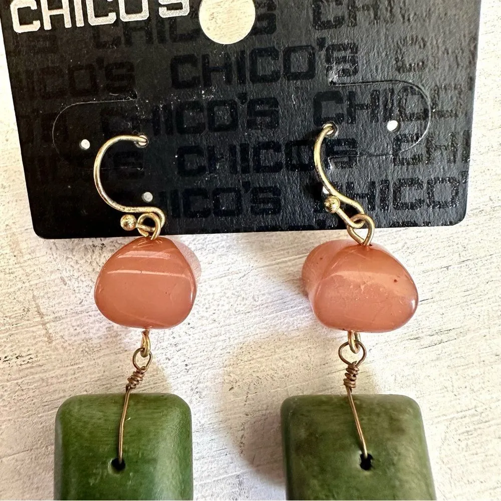 Chico’s Diadora green and orange drop earrings - Image 2