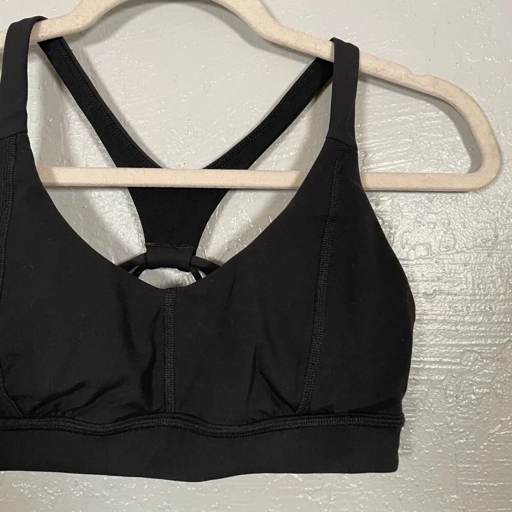 Women S Black Memento Sports Bra Padded UPF 50 Stretch Gorpcore Athletic - Image 2