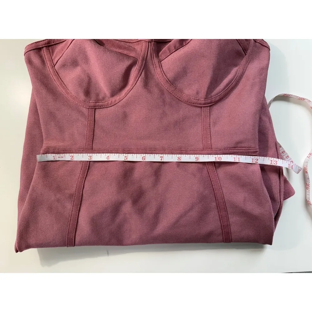 PRETTYLITTLETHING Pink‎ Strapless Bodycon Midi Dress Ruffle Hem Fishtail Size 6 - Image 8