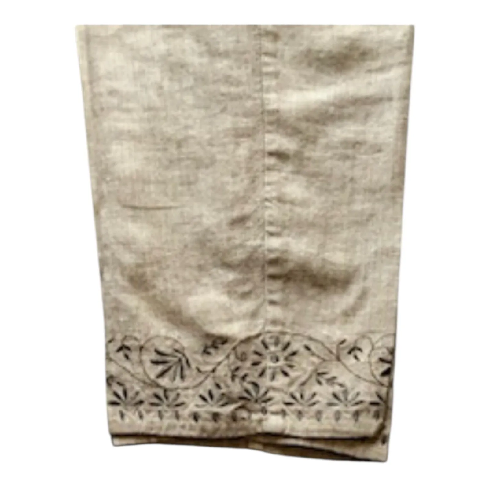 Vintage Sigrid Olsen Sport Linen Pants Beige Embroidered Hem 100% Linen Size 14 - Image 12