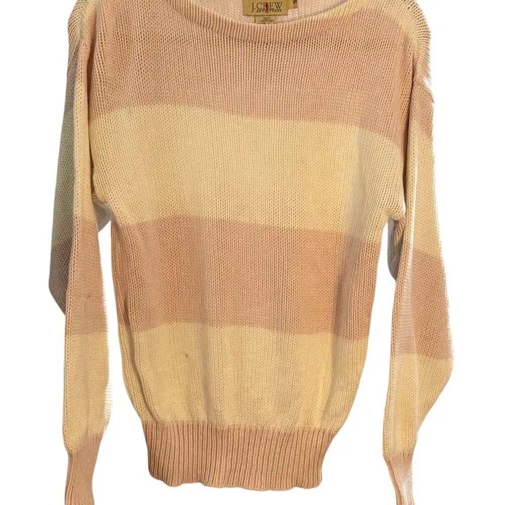 J. Crew Cream & Pink Crew Neck Sweater Sz S Vintage - Image 3