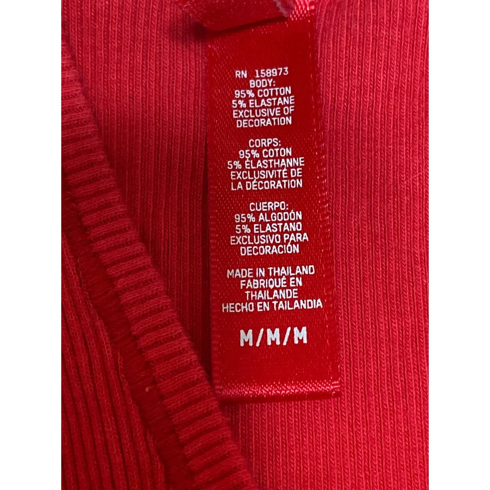 Skims Women's Red Ribbed Knit Sleeveless Cami Lounge Cropped Tank Top Size M - Image 5