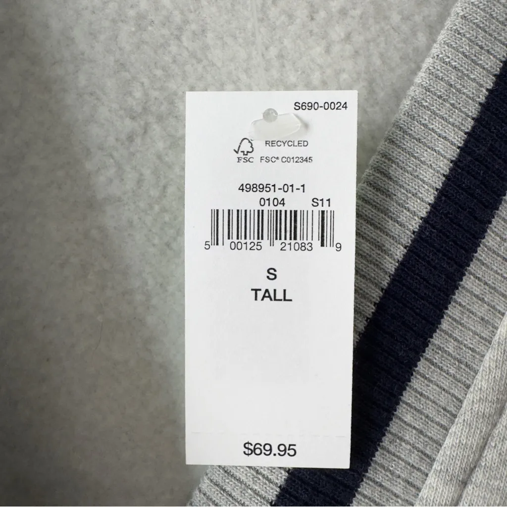 Gap Vintage Soft Oversized Cardigan Gray Sweater Navy Trim Button Down Cozy NWT - Image 8