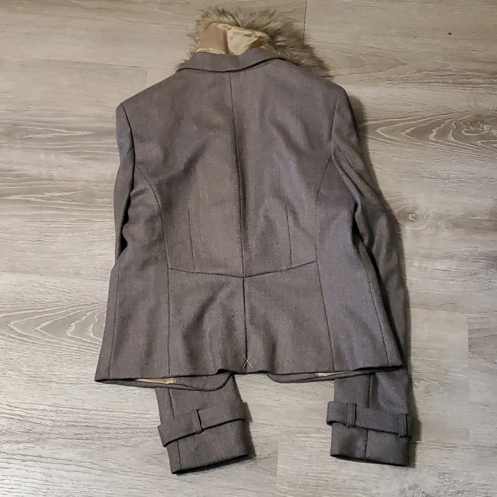 Ann Taylor LOFT Wool Blend Faux Fur Blazer 10T - Image 4