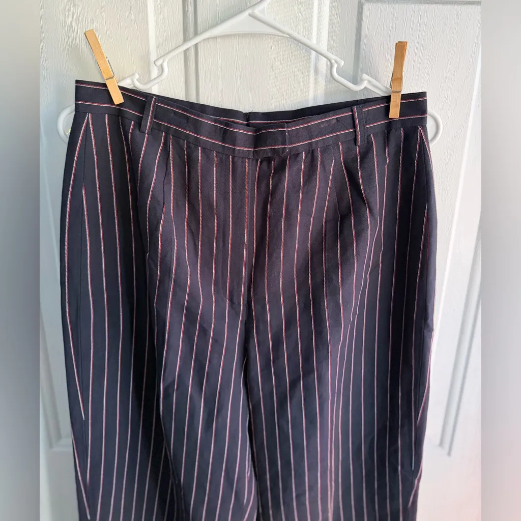 CASUAL CORNER Linen Blend Pinstripe Dress Pants Navy Pink – Size 10 NWT Blue - Image 5