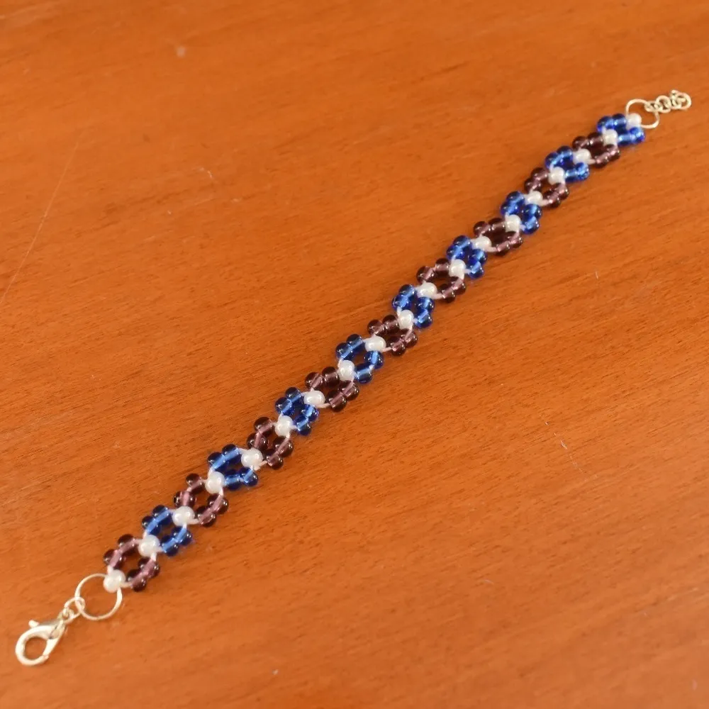 2/$20 Navy Magenta Beaded Bracelet - Image 2
