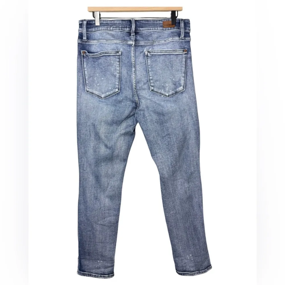 Judy Blue Womens Plus Jeans 14W Boyfriend Distressed Denim Bleached Pants - Image 2