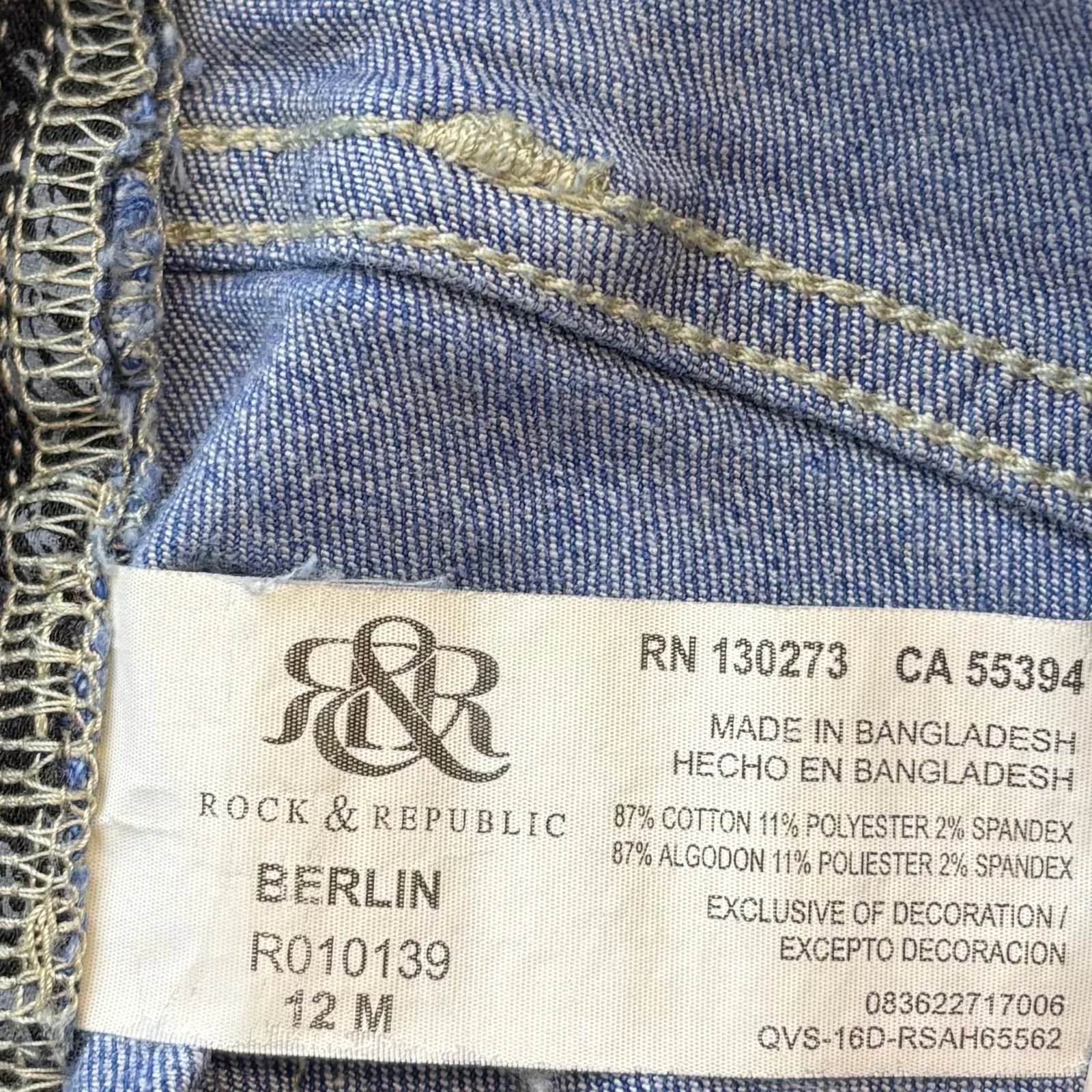 Rock & Republic Berlin Skinny Jeans Size 12M Star Pockets - Image 9