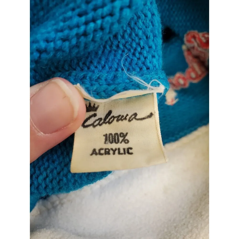 Vintage 1990's Steamboat Ski Resort Hat Cap Nylon Beanie Toque Teal Embroidered Blue - Image 6