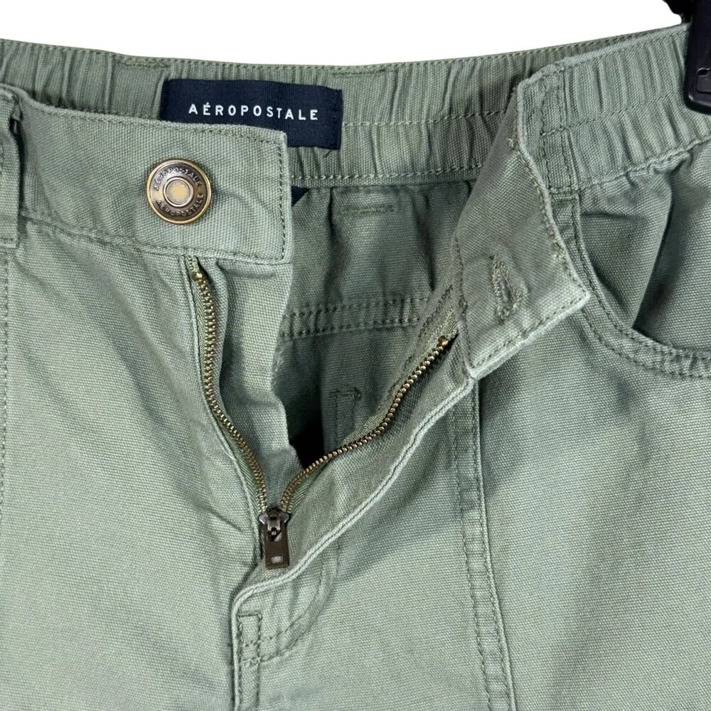 Aeropostale Small Utility Cargo Pants Hi-Rise Wide Leg Zip-Fly Olive Green Women - Image 4