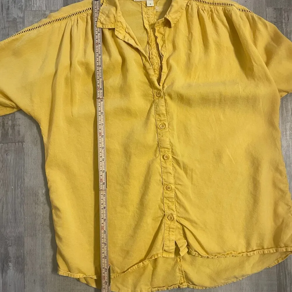 Anthropologie Cloth & Stone Landry Buttondown gold Blouse Shirt Sz Small - Image 7