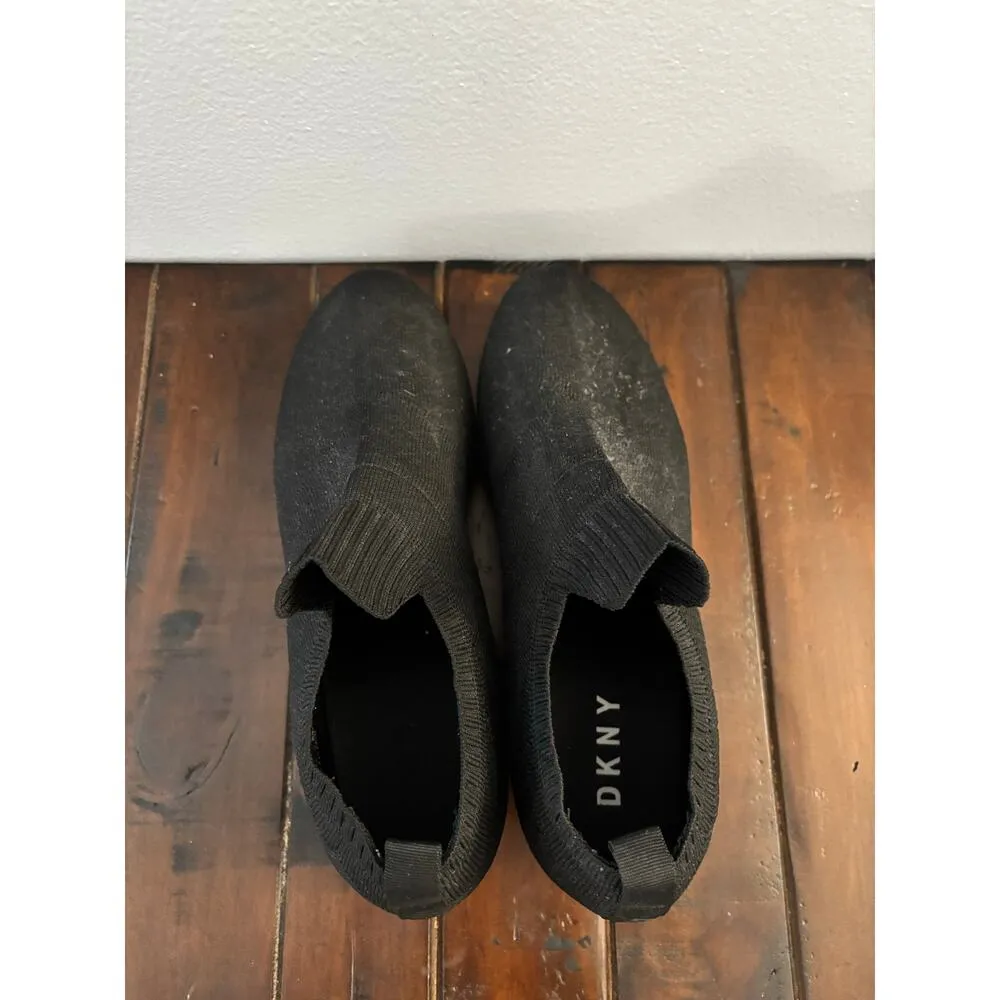 DKNY Womens Angie Slip On Sneakers Size 9M Black Knit Wedge Stretchy - Image 4