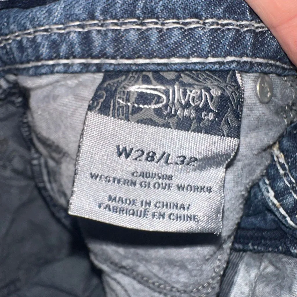 Silver cowboycore western Suki flap embroidered 28x32 jeans - Image 3