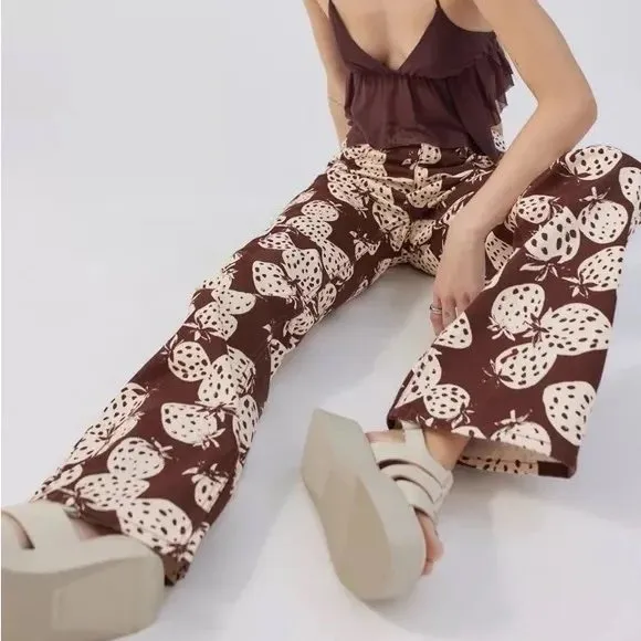 Urban Outfitters BDG 90s Bootcut Brown Cream Strawberry Pants Size 25 NWT Cotton - Image 11