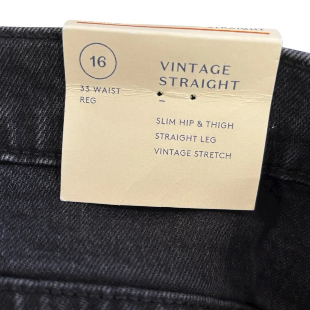 Universal Thread Black Distressed Vintage Straight Denim Jeans Size 16 NWT - Image 6