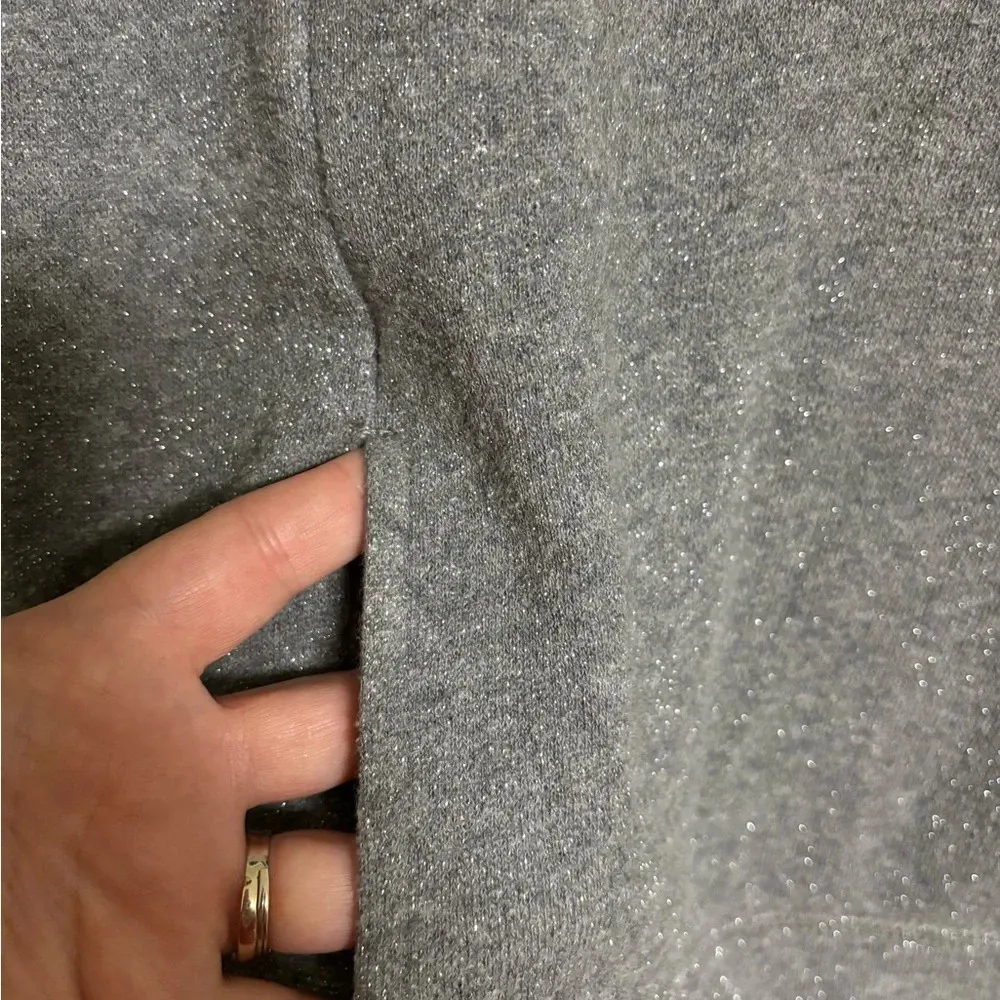 Aerie Dark Gray Metallic Funnel Neck Long Sleeve Pullover Sweatshirt Size Medium - Image 6