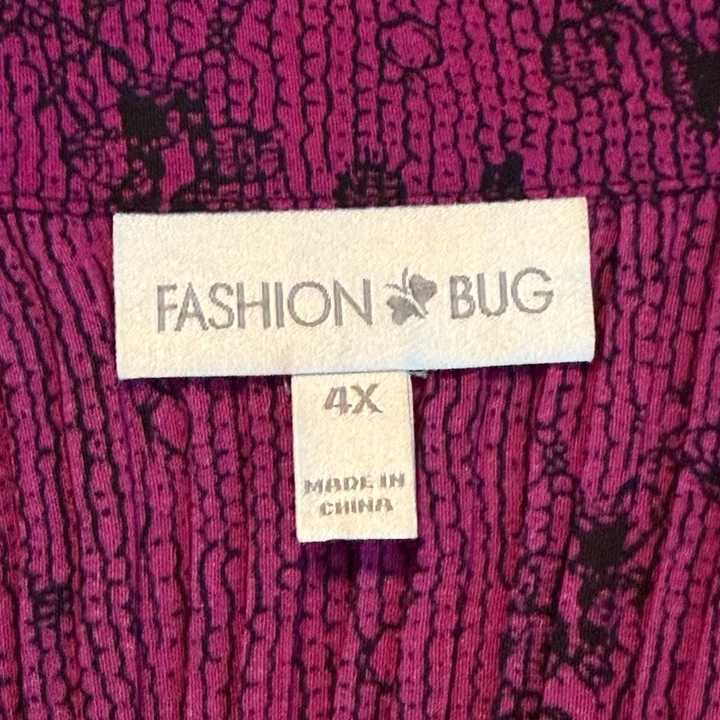 Y2K Fashion Bug Crinkle Fabric Top Blouse V Neck Button Up Sz 4X but Meas Small - Image 6