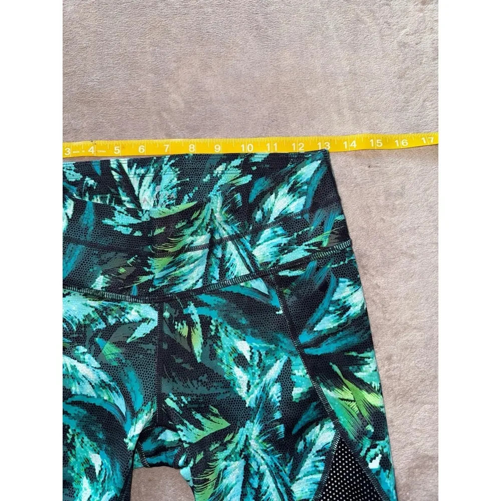 Athleta Womens Leggings Napali Mesh Sonar Capri Leaf Print Blue Green Size Small - Image 6