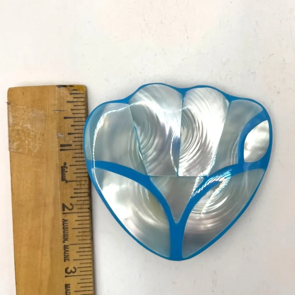 Vintage Mother Of Pearl & Blue Heart - Image 2