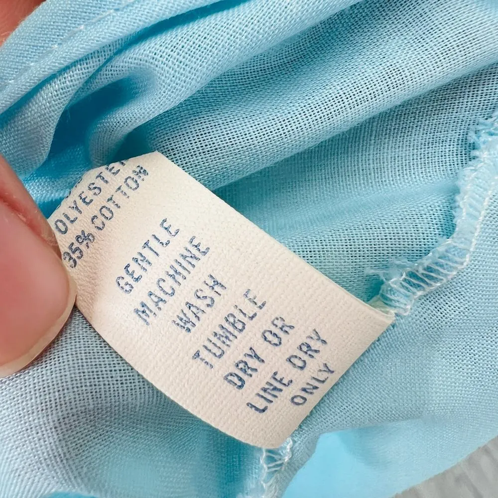 Vintage Springmaid 60s Nightgown Robe Size L Blue Short Sleeve Ruffle New Size L - Image 6