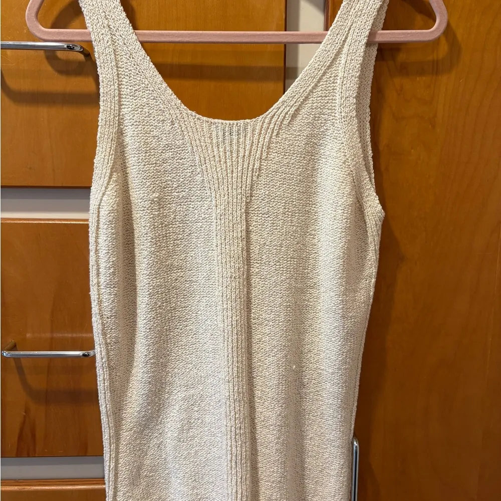 Sigrid Olsen Beige Knit Sweater Sleeveless Top Medium - Image 2