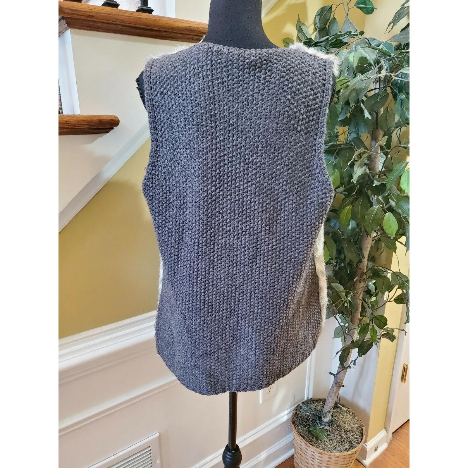 Democracy Long Vest Faux Fur Rare Color Animal Print Small Size WPocket - Image 6