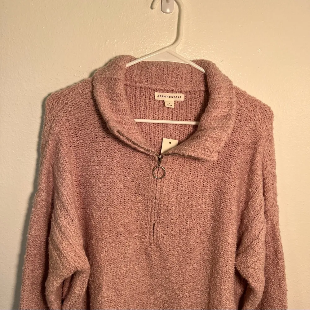 Aeropostale Fuzzy 1/4-Zip Sweater Purple - Image 6