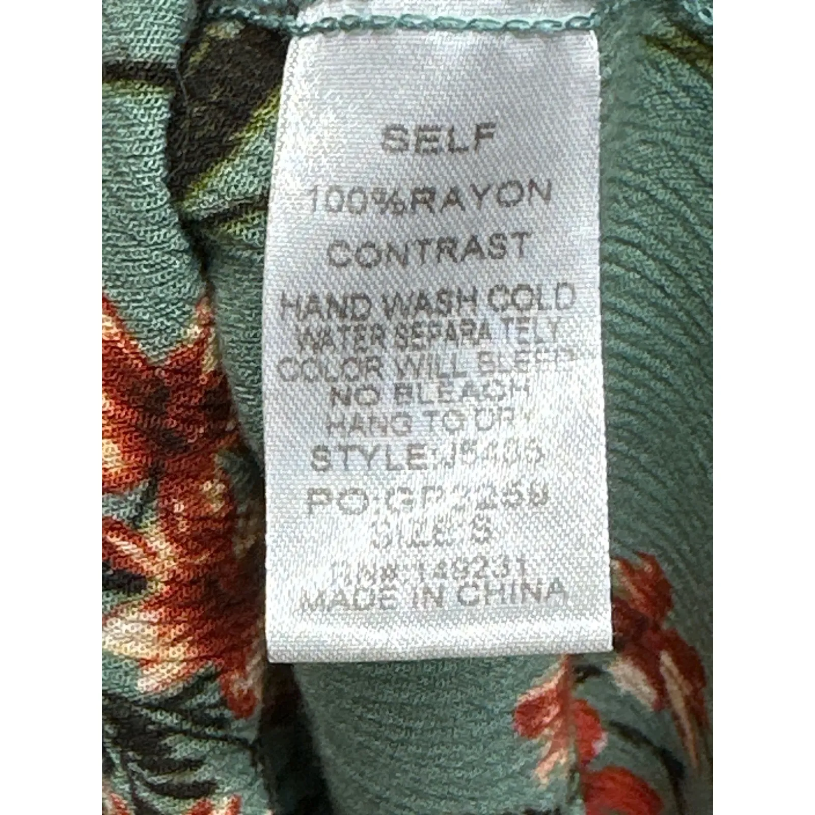 Kori America Floral Smocked Off Shoulder 3/4 Sleeve Top Women's Size Small Green - Image 5