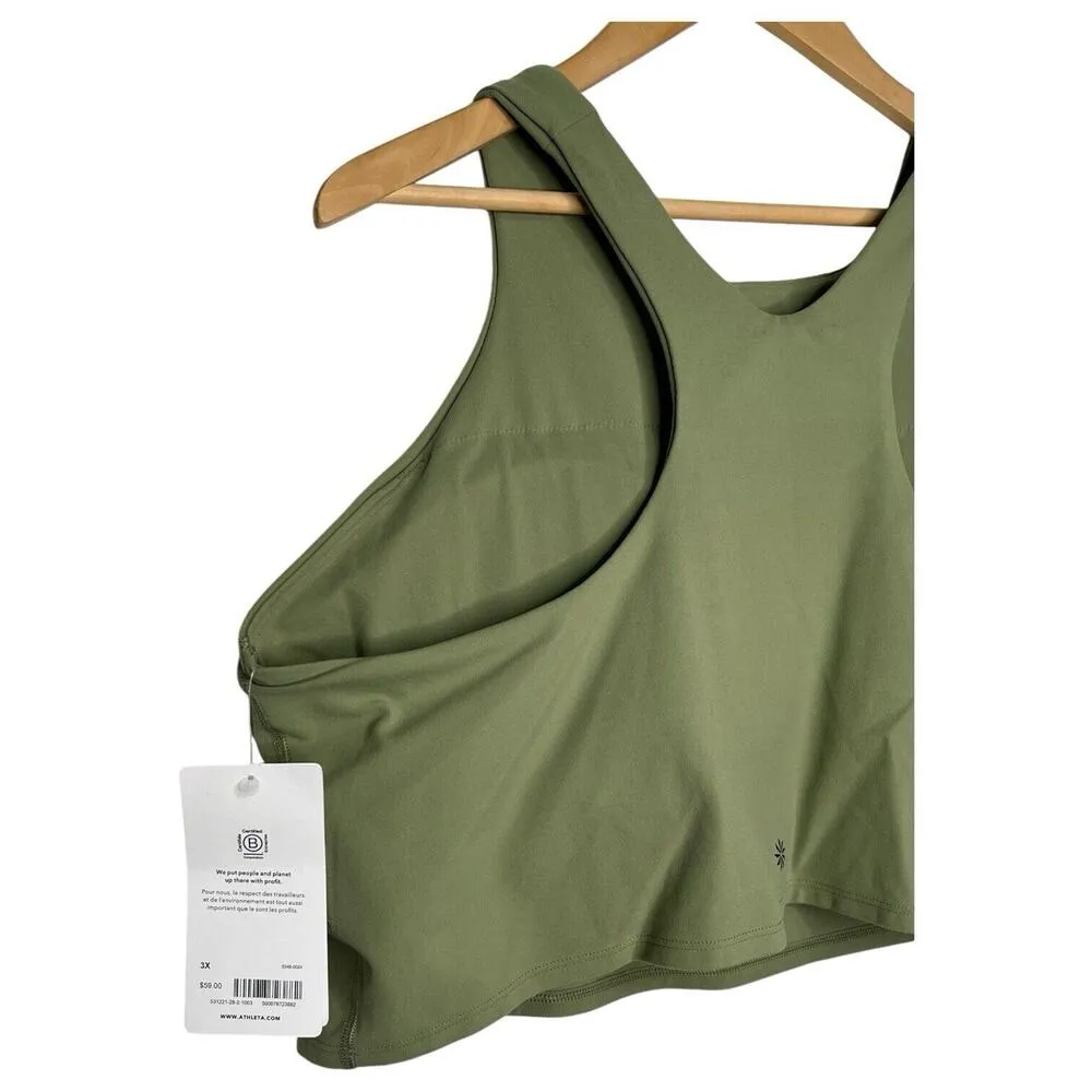New Athleta Top Womens 3X Conscious Crop D-DD+ Lightly Padded Racerback Green - Image 13