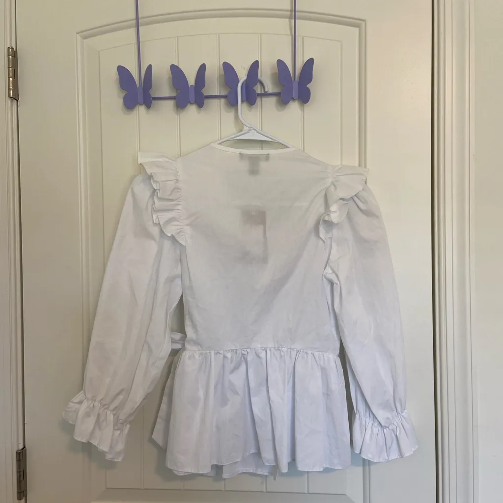 NWT‎ | Charlotte Russe New Look Women’s poplin frill wrap tie ruffle blouse - Image 8