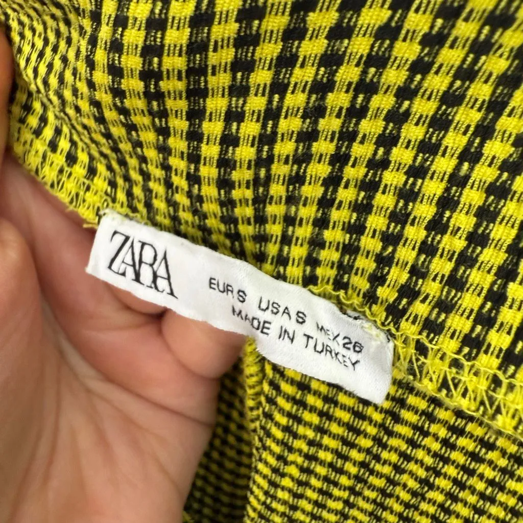 Zara Women’s Small Green Black Checkered Midi Dress - Image 5