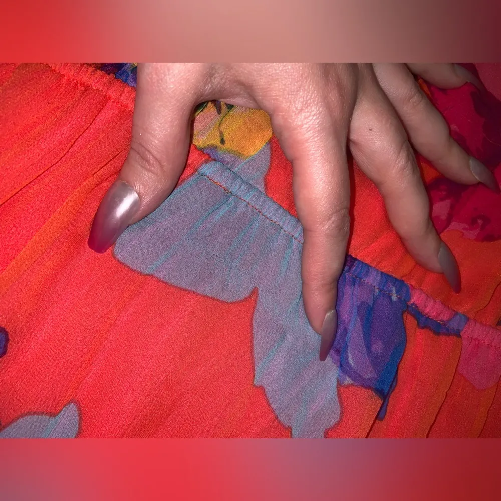 Ella Moss Hibiscus Floral Silk Strapless Dress in guava L $138 spring cocktail - Image 5