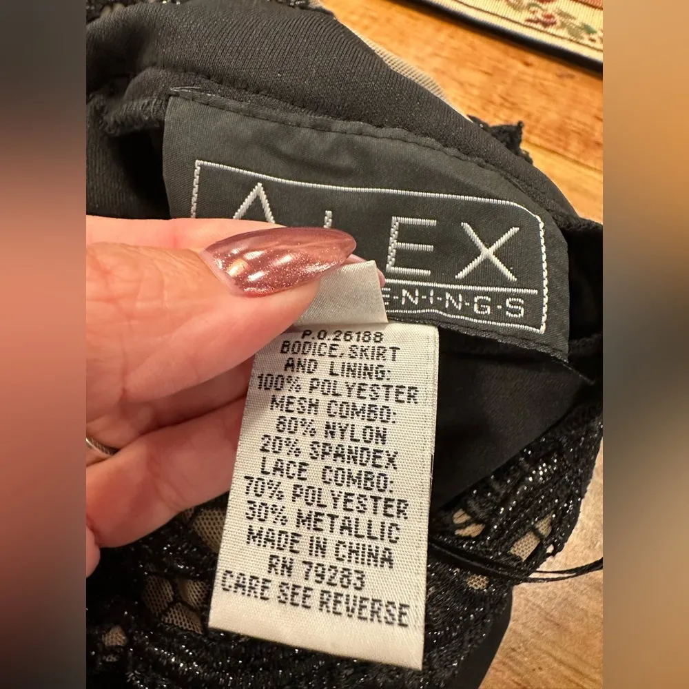 Alex Evenings Black Lace Sleeveless Long Gown Maxi Dress - Image 12