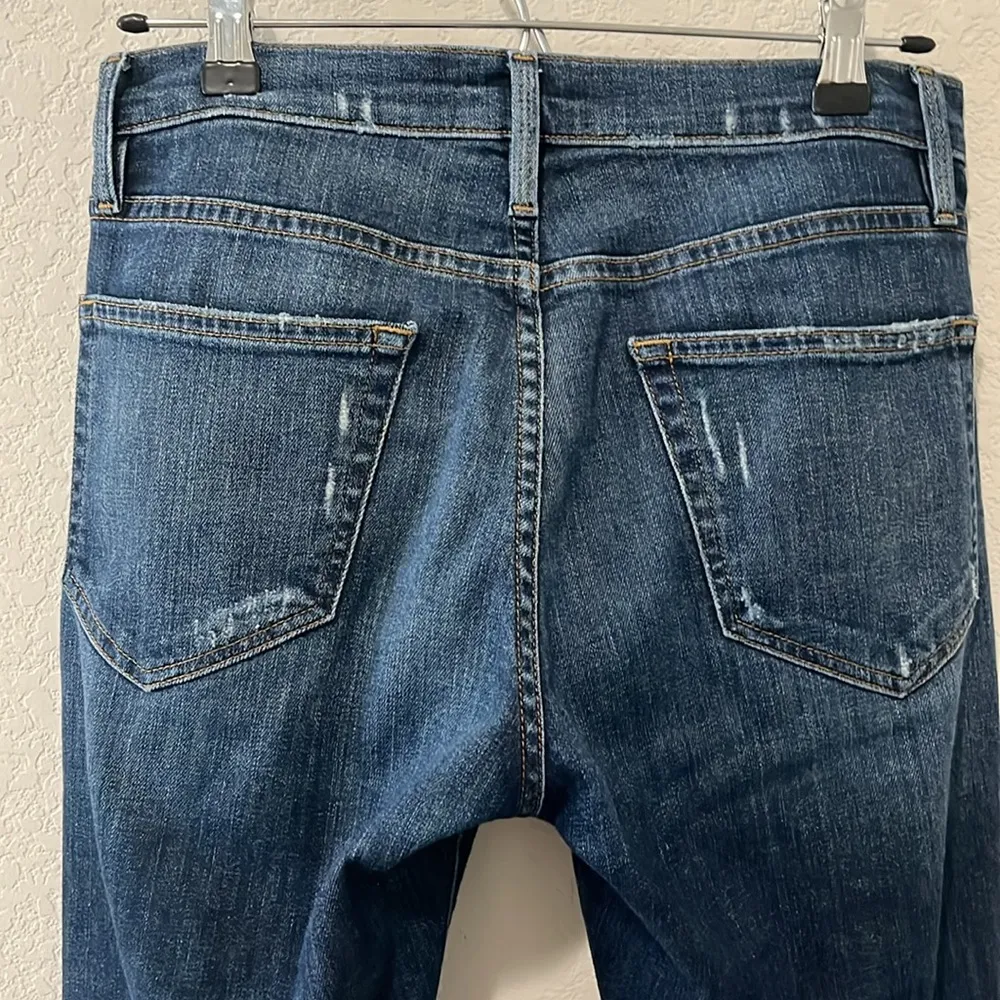 FRAME Denim Le Boy Jeans High Rise Burnett Raw Hem w Slit Gold Rivets, Size 25 - Image 10