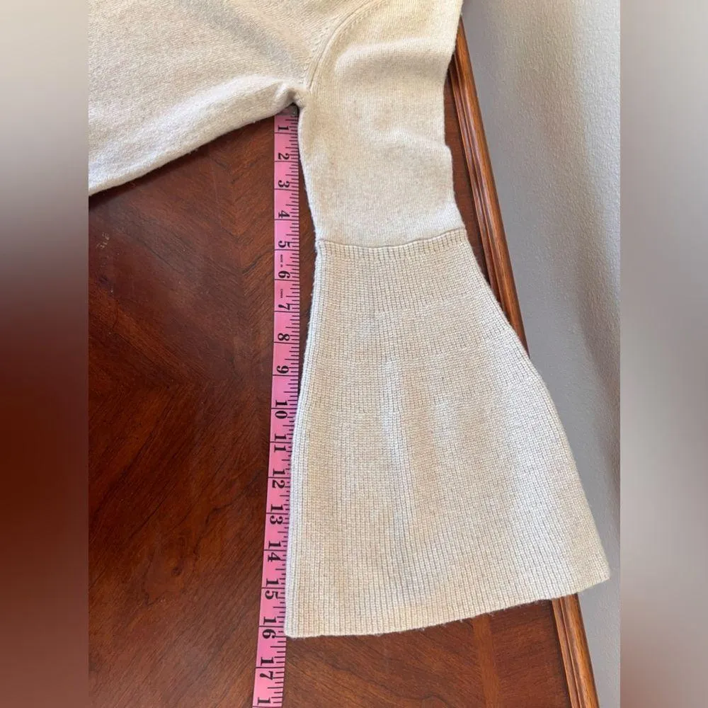 Alice + Olivia Parson Crewneck Bell-Sleeve Cashmere Blend Knit Sweater Size M - Image 10