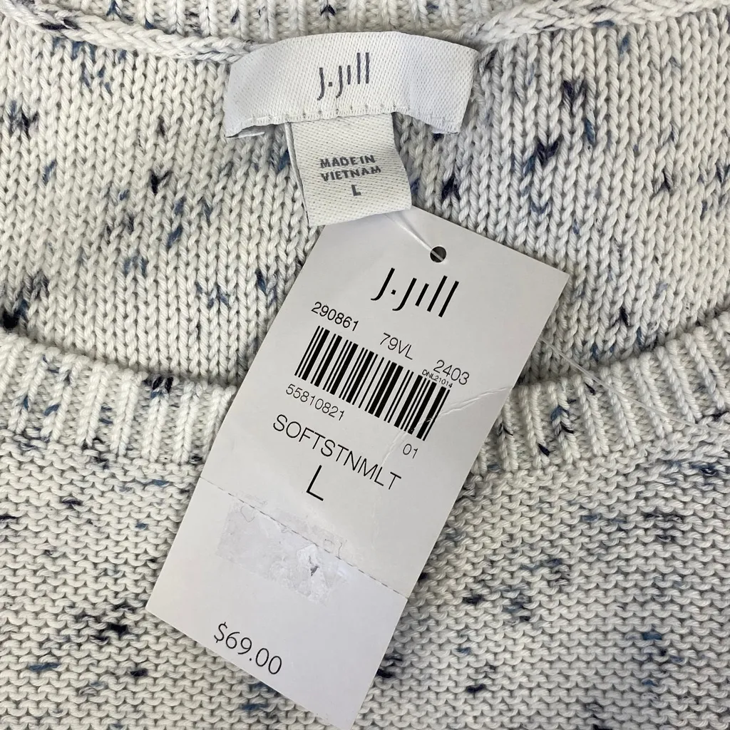 J Jill White & Gray Knit Sleeveless Tweed Shell Knit Sweater Tank Top L NEW Size L - Image 8