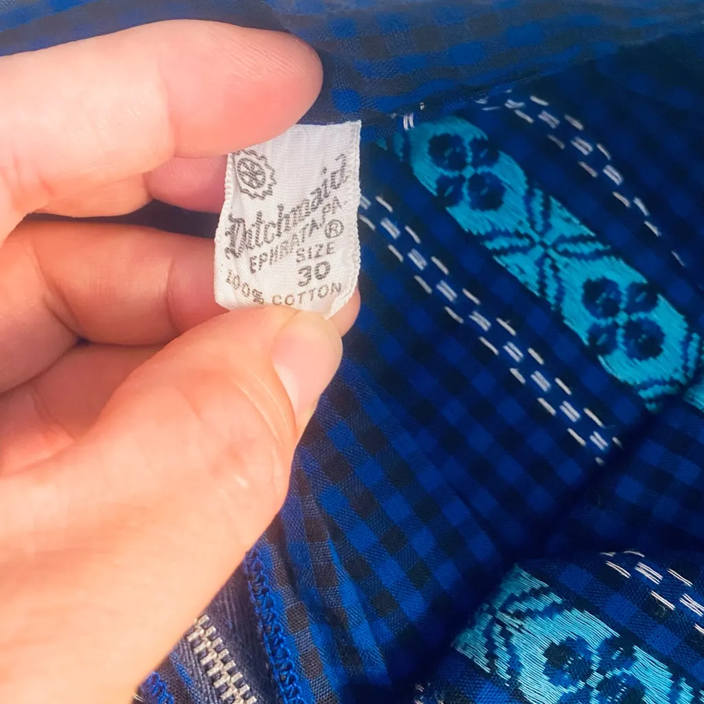 vtg 60s 70s Dutchmaid Plaid Pleated Skirt Sz 30 Made in USA Blue - Image 5