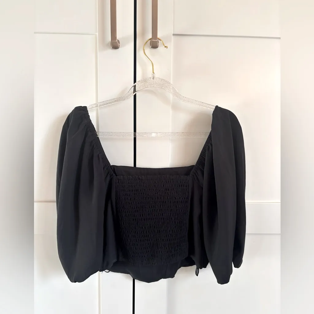 Abercrombie & Fitch Puff Sleeve Corset Top Black Size XS NWOT - Image 2