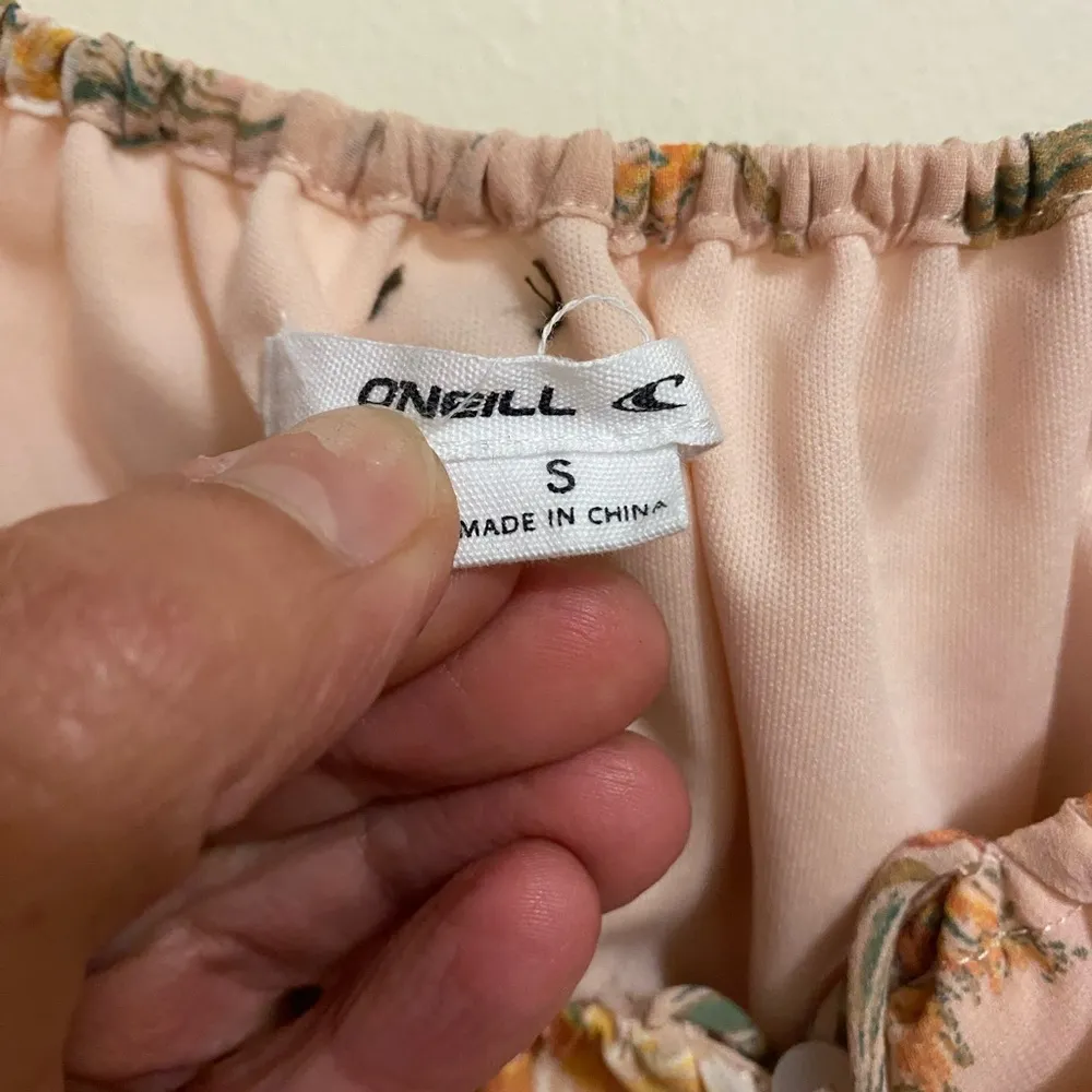 Oneill Womens Pink Floral Long Sleeve Top Blouse S Small 32” Crop Cropped - Image 4