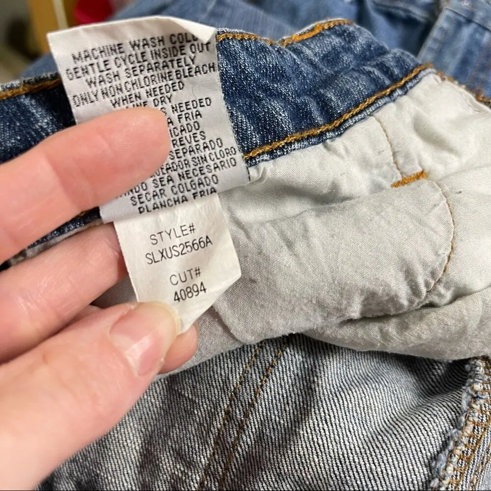 VTG Lei Y2k Blue Denim Low Rise Ashley Jeans Orange Floral Boho Embroidery 15 - Image 12