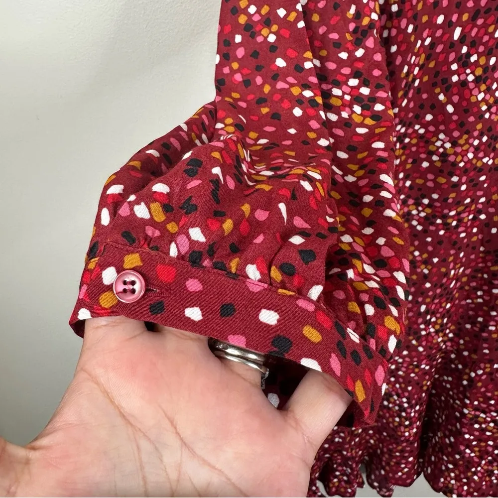 NEW HOBBS London Prim Tunic Dress Womens 14 Cherry Red Multicolor Printed - Image 6